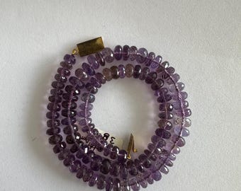 Handgefertigte Halskette mit facettiertem Amethyst, Schmuck aus lila Kristallperlen in AAA-Qualität
