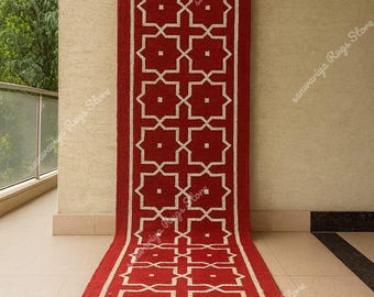 Handwoven Wool Jute Kilim Rug: Earthy Boho Stair Runner