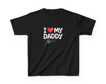 Camiseta infantil "Amo a mi papá" / diseño de corazón con diente de león, Feliz Día del Padre, 21 de junio de 2026, Amor por papá, papi, papi