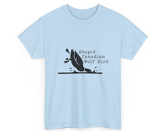 Camiseta unisex con ilustración de lobo canadiense tonto/animal divertido, regalo para él, regalo para ella, camiseta unisex con humor divertido