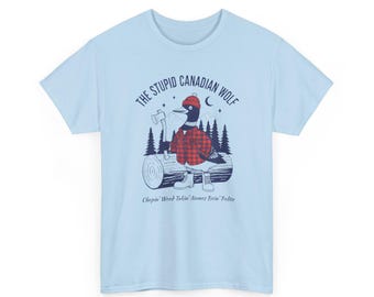 Camiseta unisex de ganso canadiense estúpido / Camiseta de leñador con diseño de pato a cuadros / Camiseta canadiense con humor divertido