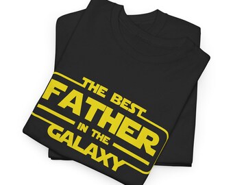 Camiseta del mejor padre de la galaxia / Camiseta de ciencia ficción para papá / Logotipo retro amarillo