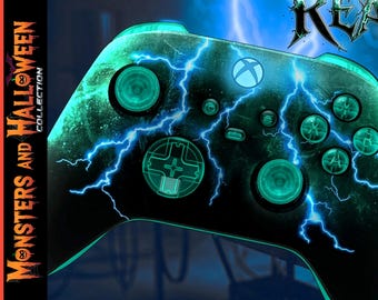 CUSTOM XBOX CONTROLLER | Transparents Aqua green | Reanima - Monsters and Halloween Collection