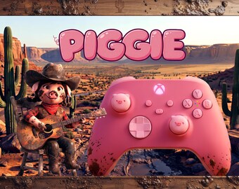 PIGGIE – Individuell gestalteter Xbox-Controller, pastellrosa modifiziertes Gamepad mit Schweineschnauzen-Sticks für Series X/S und PC – Einzigartiges, handgefertigtes Geschenk für Gamer