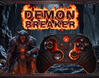 DEMON BREAKER - Custom Xbox Controller, Fire Red & Black Modded Gamepad for Series X/S, PC - Unique Custom-Built Wireless Gamer Gift