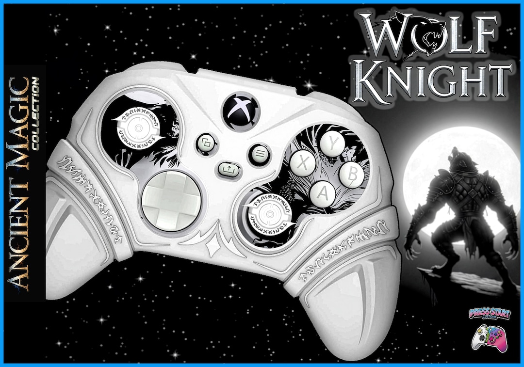 CUSTOM XBOX CONTROLLER | Black and White | Wolf Knight - Ancient Magic ...