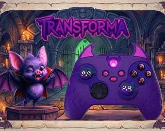 TRANSFORMA – Individuell gestalteter Xbox-Controller, lila-pinkes Vampir-Gamepad für Series X/S und PC – Einzigartiges, maßgefertigtes Geschenk für Gamer