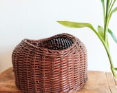 Round wicker basket t retro boho beach house cottage planter catch all trendy housewarming new home decor