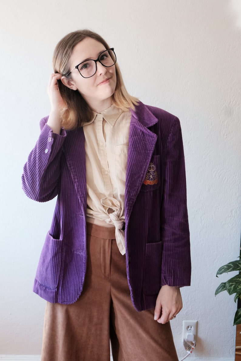 cord unisex hip fancy black friday 80s 90s Vintage Holiday Blazer corduroy pop of color small statement trendy