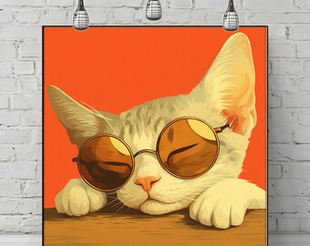Sleeping Cat Canvas Print: Animal Lover Wall Art for Modern Pet Memorial Decor