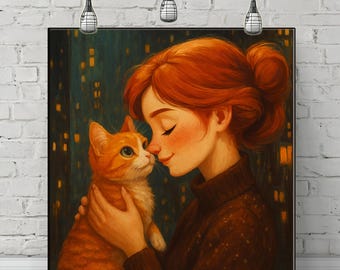 Orange Cat Lover Canvas Print: Unique Pet Animal Wall Art for Cozy & Modern Homes