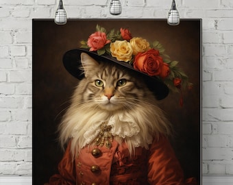 絵画 art 猫 美術品 cat 猫の絵 原画 スフィンクス 猫の置物 オブジェ スフィンクス猫のビクトリア朝の肖像画 - ヴィンテージスタイルの動物