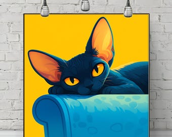 Sleeping Cat Canvas Print: Pet Animal Lover Wall Art for Modern Home Decor