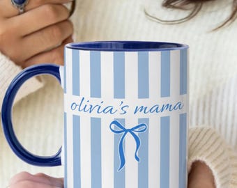 New Mom Mug, Custom Stripe Coffee Mug, First Time Mom, Mother’s Day Gift, New Parent Keepsake, Mommy To Be, Baby Shower Gift, Future Mom