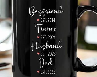 Personalized First Time Dad Mug, Custom Est Boyfriend Fiance Husband, New Parent Gift, cp02