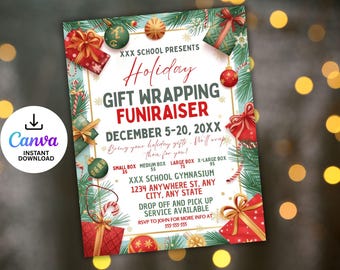 Editable Christmas Gift Wrapping Fundraiser Flyer (Digital Download)