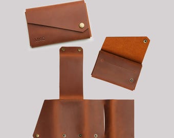 Cartera minimalista de origami, tarjetero de cuero personalizado, monedero plegable de una pieza, regalo para hombre de Crazy Horse, cartera con bolsillo frontal.