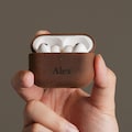 Personalized Leather Case for AirPods Pro 3 & AirPods 4, Precision Fit (Not Universal), Monogram Tech Gift for Men, Vintage Protective Cover