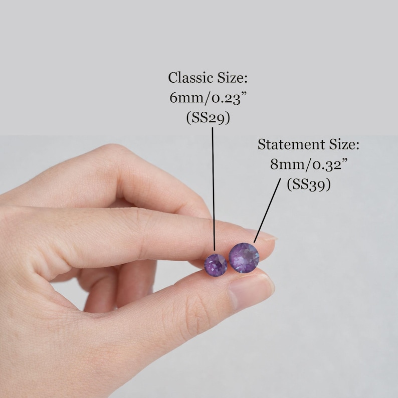 Swarovski Crystal Studs Sterling Silver 6mm 8mm, 15+ Colors Birthstone ...