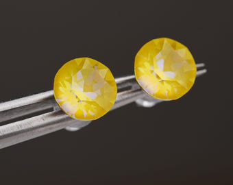 Kolczyki z żółtym kryształem, srebrne kolczyki ze srebra próby 925 w kolorze Sunshine Yellow, kamień urodzinowy listopada, biżuteria o wyglądzie cytrynu, prezent hipoalergiczny