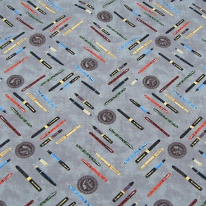 Windham Fabrics Well Read by Whistler&#39;s Studio Pen Collection on Slate 52869-3