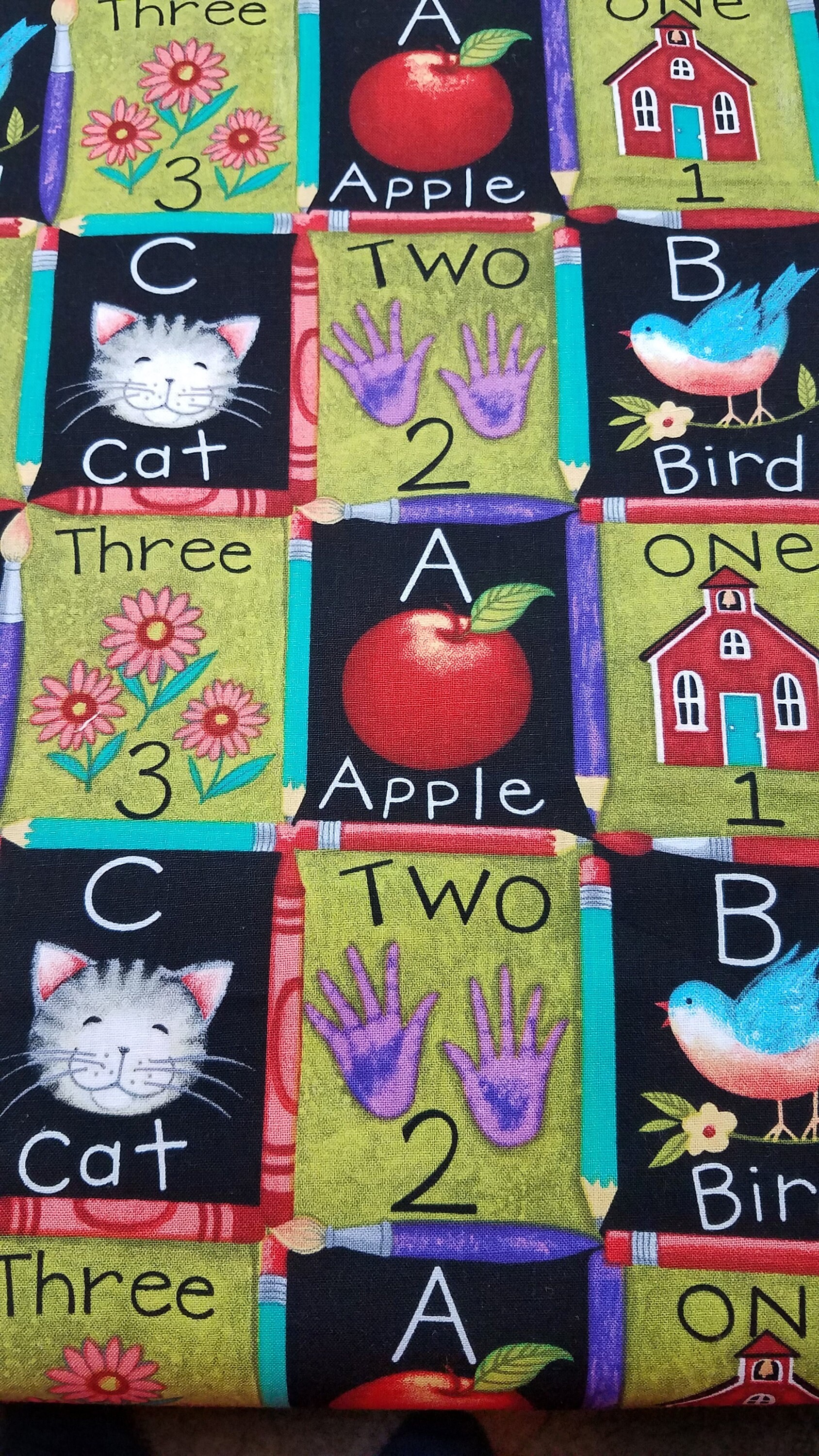 One Two Three ABC Alphabet and Counting Fabric designed by Susan Winget for Springs Creative ~ Cotton Quilt Fabric ~ Sold by the half yard