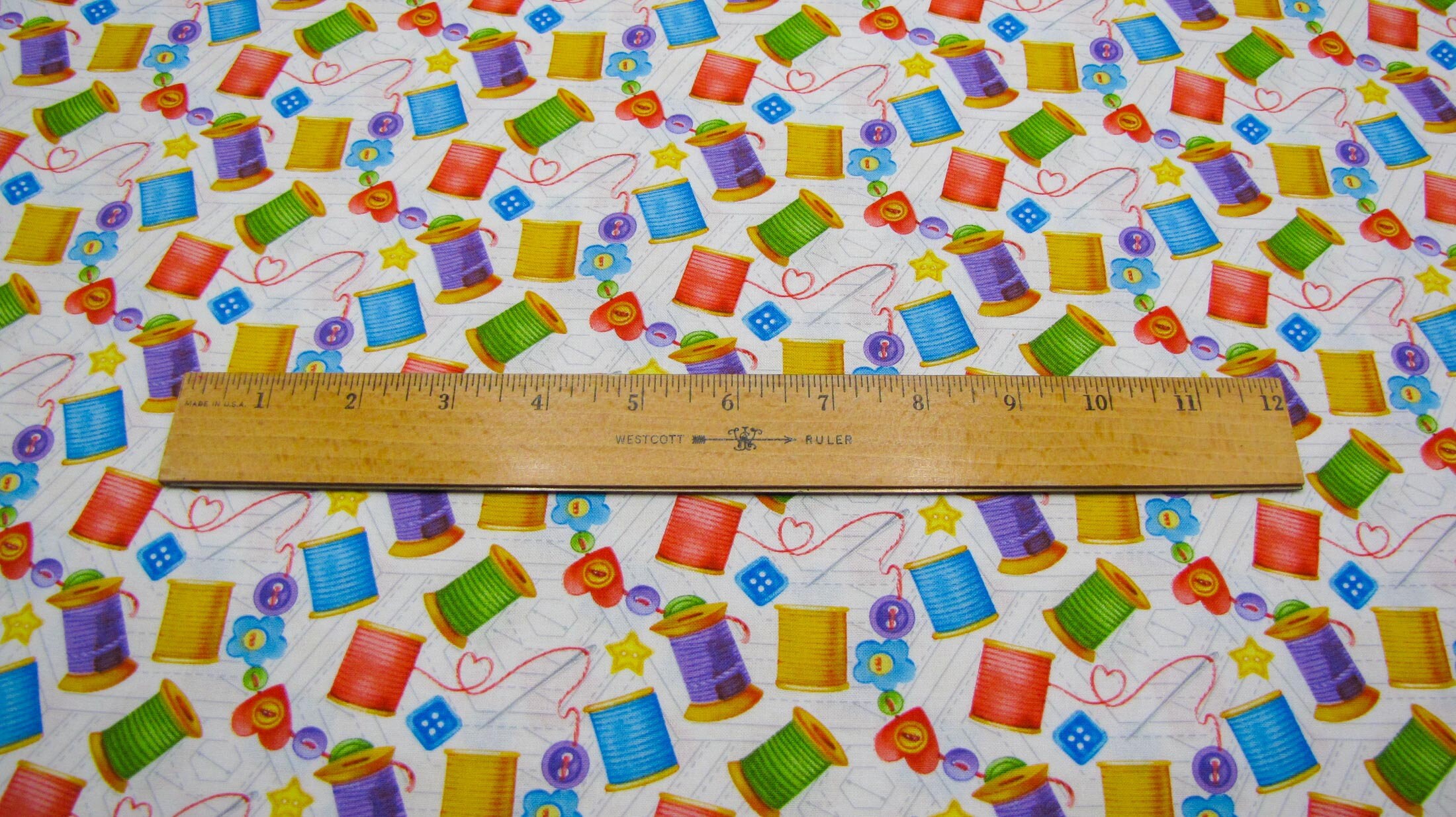 Henry Glass Just Sew Happy 486-87 Multi Large Sewing Accessories Fabric by  the Yard 