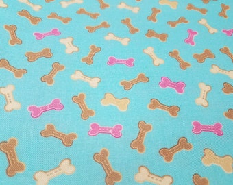 Pampered Paws D143-E Aqua Bones, Freckle & Lollie Fabric