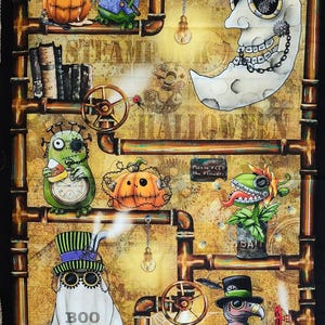 Steampunk Halloween 3 Character Panel 31219 Brown A, by Desiree Designs for QT Fabrics