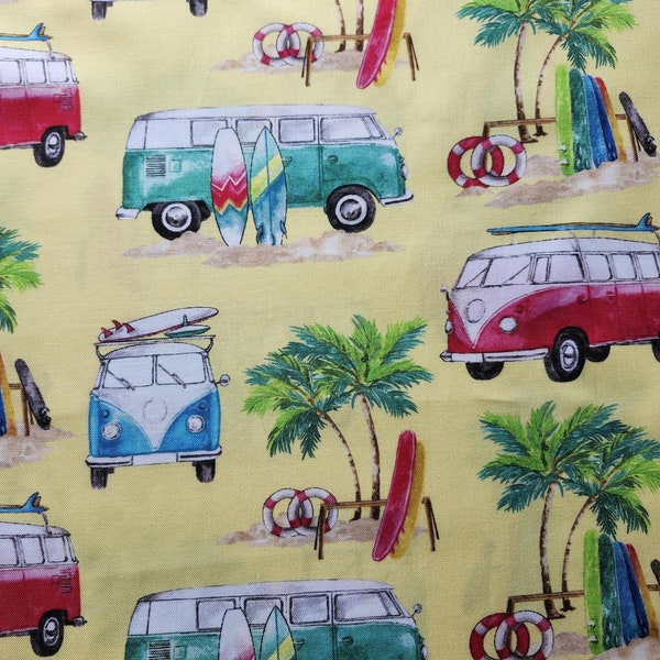 Freckle & Lollie Surfside D1 Yellow Vans Fabric by the Yard