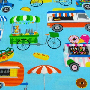Freckle & Lollie Snacks D39-E Blue It&#39;s Snacktime! Fabric by the Yard