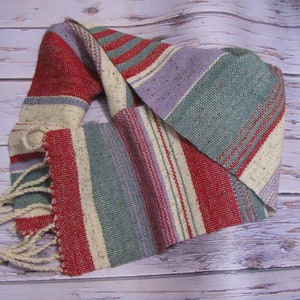 Handwoven Wool/Viscose/Alpaca Tweed Scarf