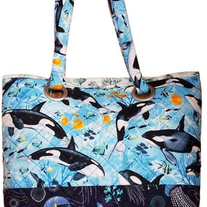 Whale Tote, Large Ocean Theme Tote, Large Project Tote, Beach Tote