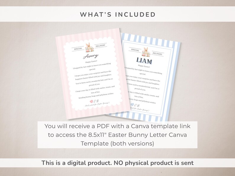 Editable Easter Bunny Letter Printable Template | Personalized Kids ...