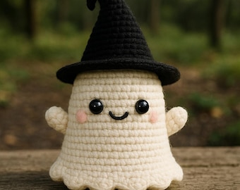 Wzór PDF na szydełkowego ducha amigurumi bez szycia: pluszowy Halloween (natychmiastowe pobranie pliku PDF)