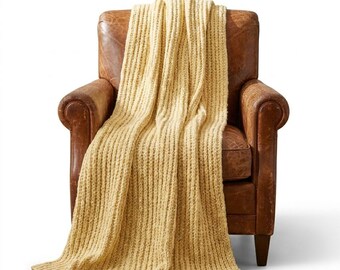 Modello PDF per coperta all'uncinetto a maglia grossa, tutorial per coperta a coste, modello facile e accogliente per coperta all'uncinetto
