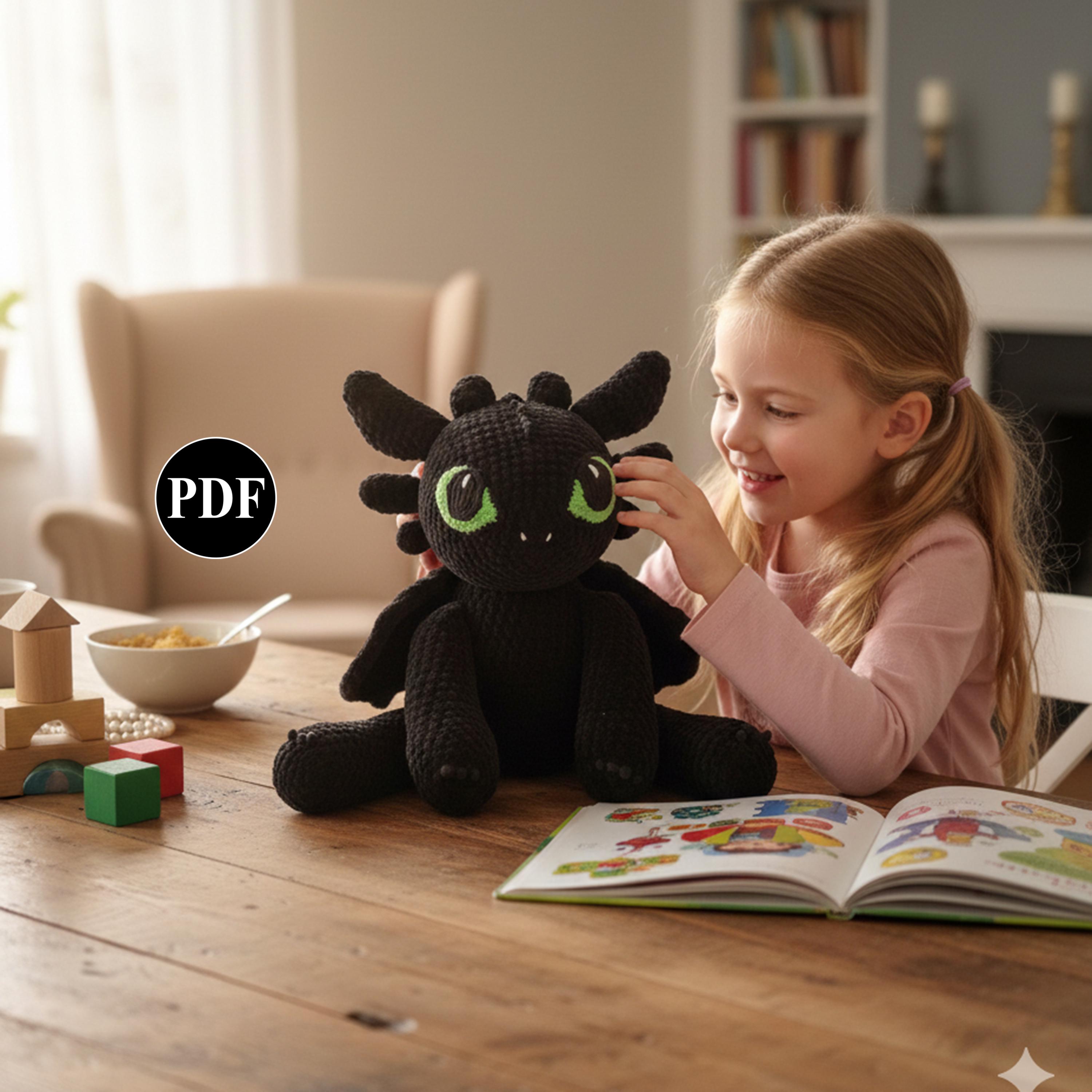 Crochet Black Toothless Dragon Pattern, Intermediate PDF - Etsy