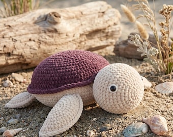 Wzór na szydełkowego żółwia Jumbo | Samouczek wykonania gigantycznej pluszowej zabawki amigurumi (pobierz plik PDF)