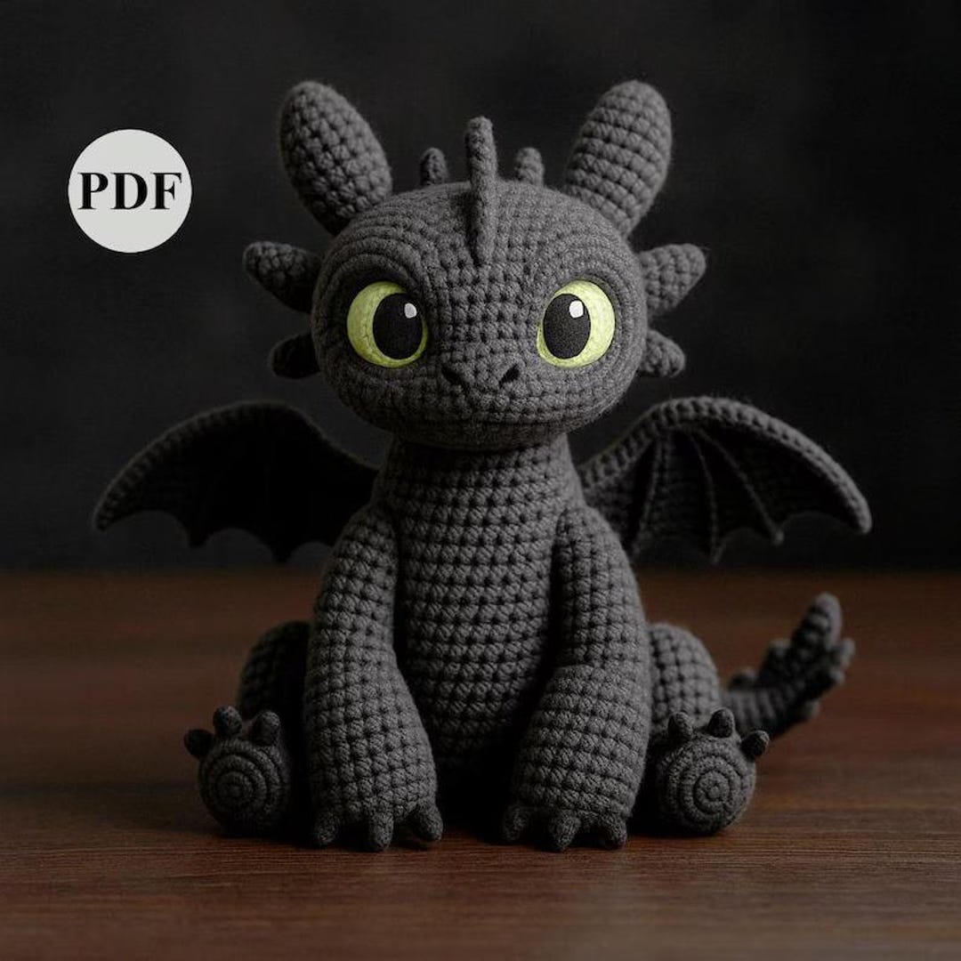 Toothless Crochet Dragon Amigurumi Pattern: Night Fury PDF (digital ...