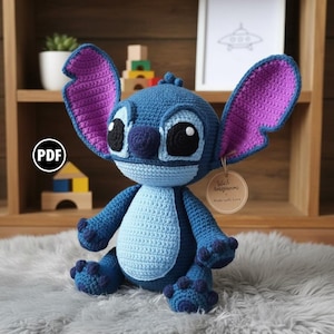 Schema all'uncinetto Amigurumi Stitch: Peluche alieno blu (schema PDF)