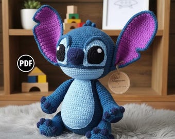 Stitch Amigurumi Crochet Pattern: Blue Alien Plush (PDF Pattern)