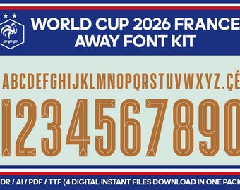 FRANCE AWAY World Cup FONT 2026 2027 Font Kit Name and Numbers Nameset