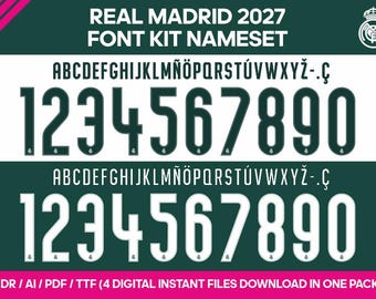REAL MADRID FONT 2026 2027 Font Kit Name and Numbers Nameset
