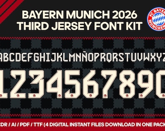 BAYERN MUNICH 2025 / 2026 THIRD kit Font