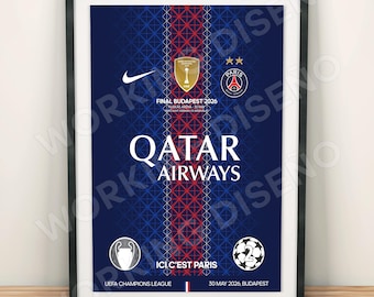 Digital poster of Paris Saint-Germain (PSG) Champions League 2026. Artwork, 300 dpi, RGB, ready to print at home or at your local print shop. High resolution.