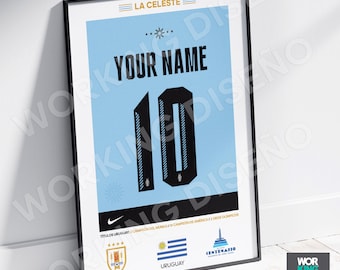 Uruguay poster with name and number, printable and frameable, digital download perfect for gifting or wall decoration. Original gift. Various sizes.