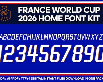 FRANCE HOME World Cup FONT 2026 2027 Font Kit Name and Numbers Nameset