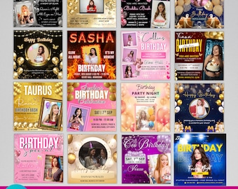 20 Birthday Flyer, Editable Canva Template, Celebration, Party  Invitation, Premade Birthday Flyer, Birthday Bash, Ceo Birthday Flyer,Diy