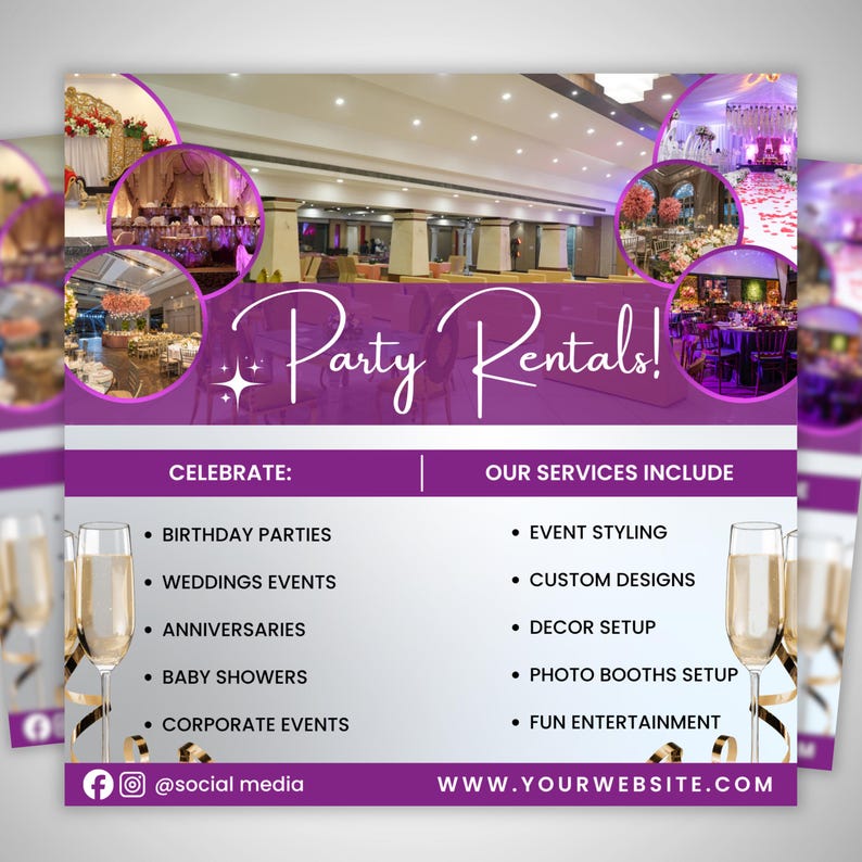 Party Rentals Flyer, Event Supplies Flyer, Event Equipment Rental Flyer ...