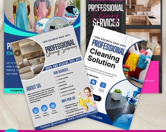 Paquete de folletos para servicios de limpieza, folleto imprimible para empresas de limpieza, limpieza comercial, folleto para limpieza residencial, plantilla de folleto de limpieza
